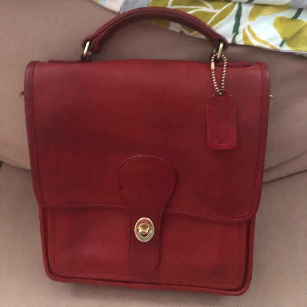 Vintage Coach Red Leather Station Bag